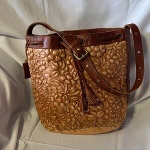 Anabolism 3D Floral Embossed Leather Bucket Bag